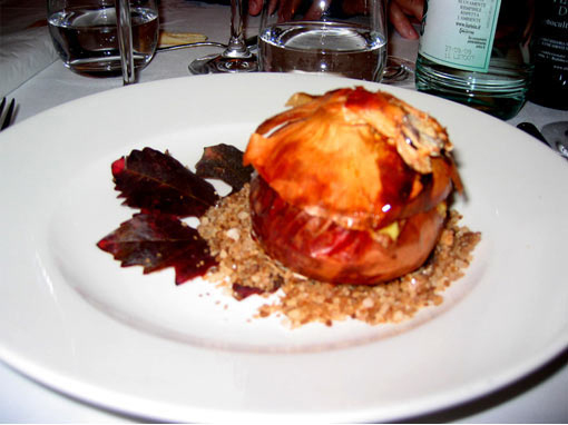 Classic Piemontese Dish - red onion stuffed with raschera cheese